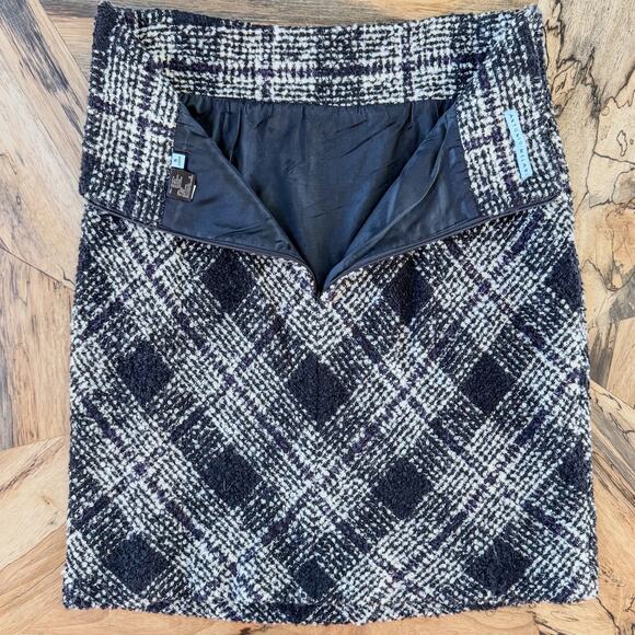 Antonio Melani, Black & White Plaid Tweed Pencil Skirt/Mini Skirt, Women's 6 - Picture 3 of 11
